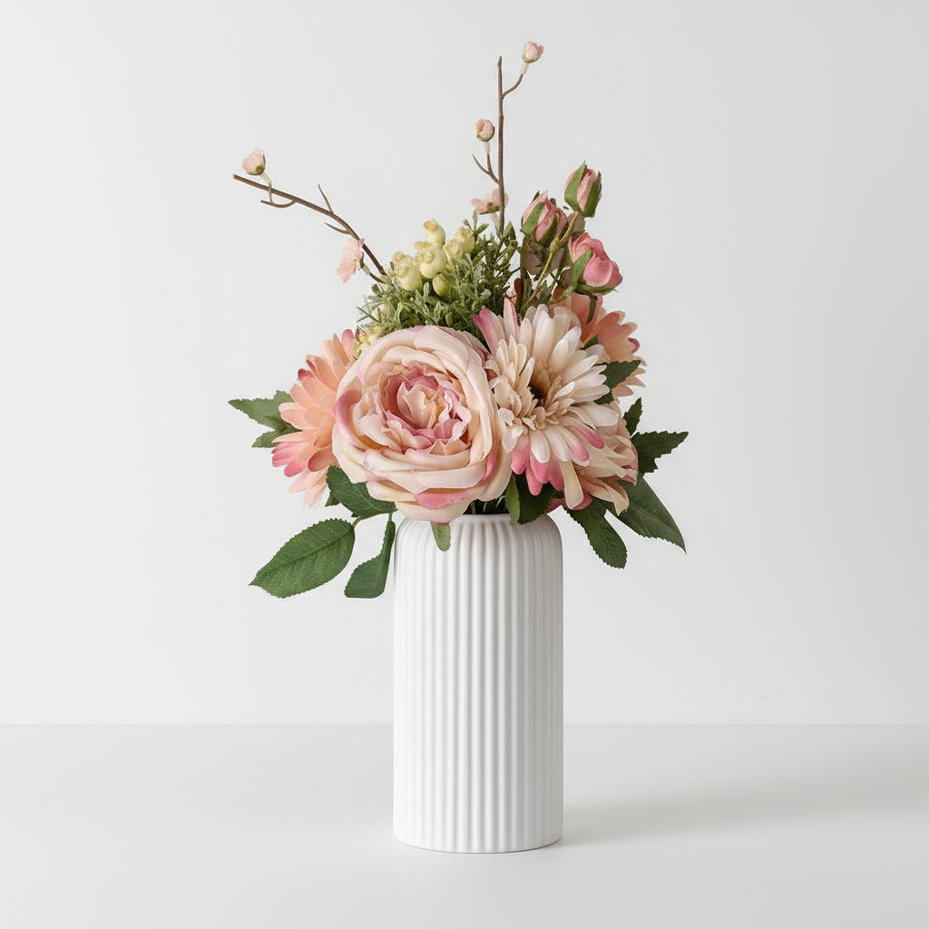 Vase rayé imitation céramique – Élégance moderne et lignes épurées